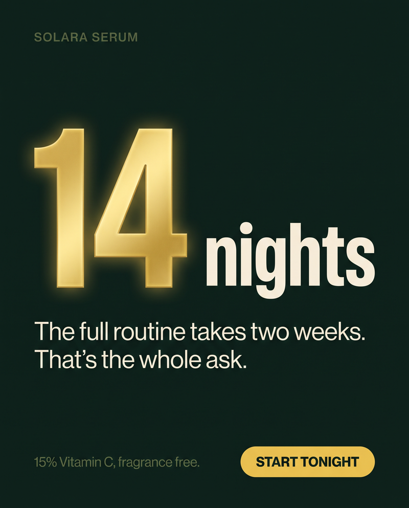 Sample ad creative — statistic-led direction for a demo skincare brand