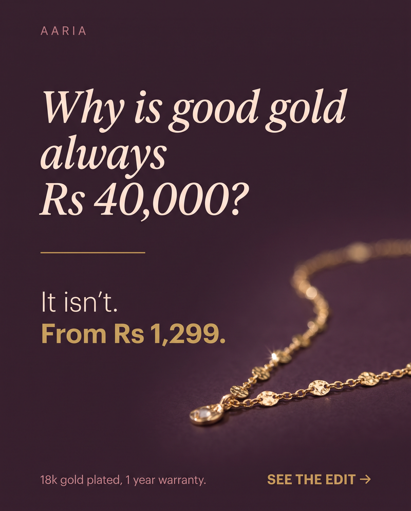 Sample ad creative — question hook direction for a demo jewellery brand